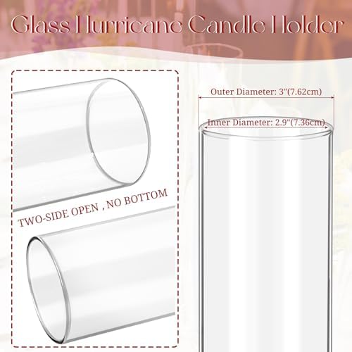 12 Pcs Hurricane Candle Holder Sleeve, H:16" D:3" Clear Glass - Image 3