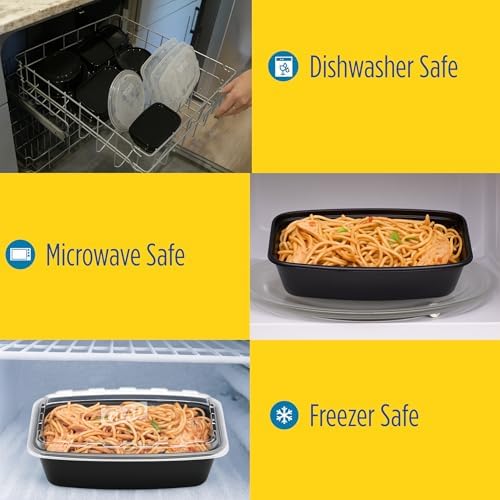 Glad Take-Aways 60-Pack Snap-Seal, Dishwasher and Freezer Safe, Reusable Food Storage Bento Box, Meal Prep Containers, Made in North America (38 oz, BPA Free) - Image 2