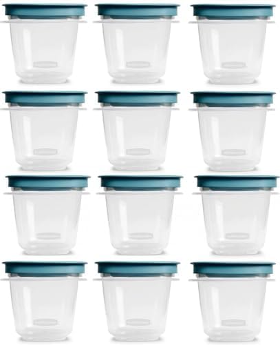 Flex and Seal Teal Food Storage Containers, Half Cup Food Storage Containers, 24 Peice Set, 12 Containers, 12 Lids by Utensilux