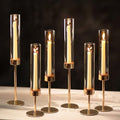 NUPTIO Hurricane Candle Holder for Candlestick, 6 Pcs Gold Candle Holders by Nuptio