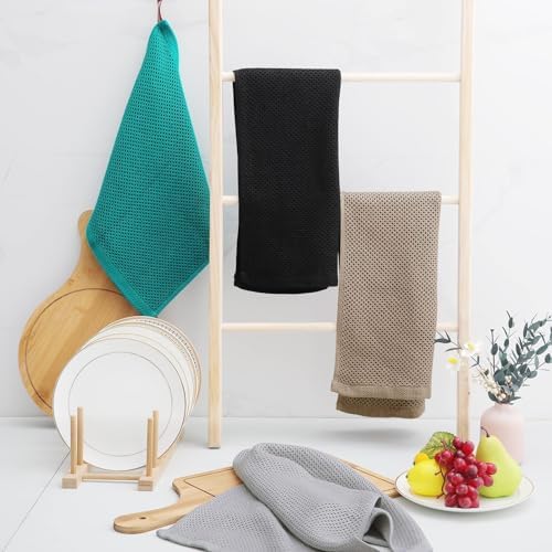 Homaxy 100% Cotton Waffle Weave Kitchen Dish Towels 8-Pack, Tan - Image 6