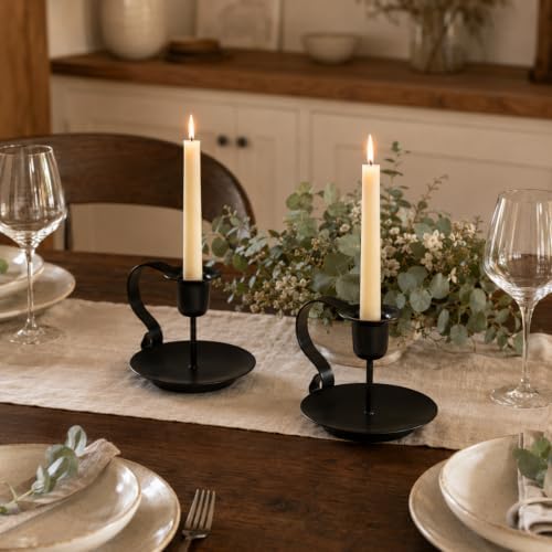 Black Taper Candle Holders Set of 2, Iron Candlestick Holders - Image 6
