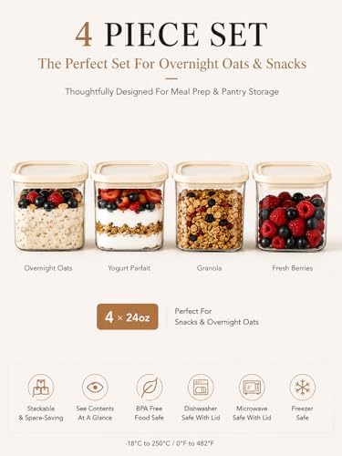 4pcs Square Glass Food Storage Containers with Glass Lids 24fl.oz - Image 3