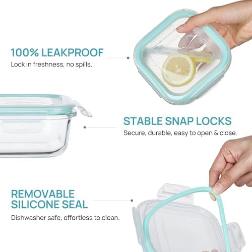 Vtopmart 2Pack 17.5oz Glass Meal Prep Food Container Sets with Lids - Image 6