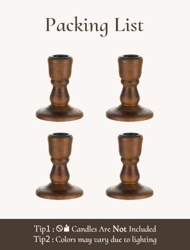 Wooden Candlestick Holders Rustic: Farmhouse Taper Candle Holder - Image 6