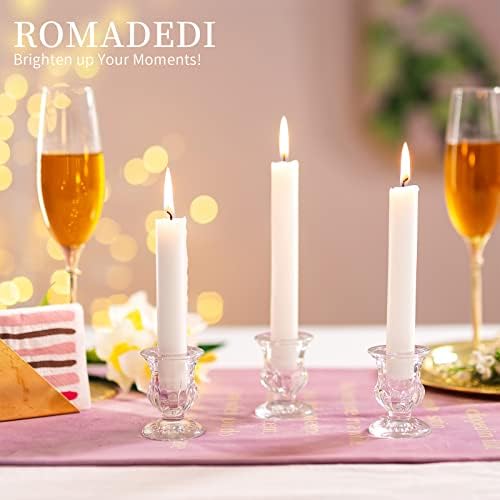 Romadedi Clear Glass Taper Candle Holders, Pack of 10 - Image 2