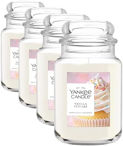 Yankee Candle Vanilla Cupcake, Scented Candle, 22oz Large Jar with up to 150 Hour Burn Time, Giftable, Birthdays (Pack of 4) by YankeeCandle