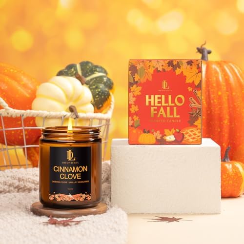 DL DREAMY DEWLA Fall Candle, Cinnamon Clove Scented for Home, 7oz Soy Wax - Image 4
