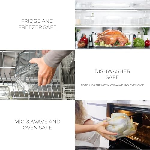 3300 ml/ 112 oz LARGE Glass Food Container with Locking Lid. Ideal for Storing food, vegetables or fruits. Baking Casserole, Lasagna, Baking Or Roasting chicken and lot of other tasty food. BPA Free - Image 4