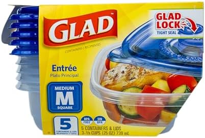Glad GladWare Entree Food Storage Containers, Medium Square, 25 Oz, 5 Count - Image 2