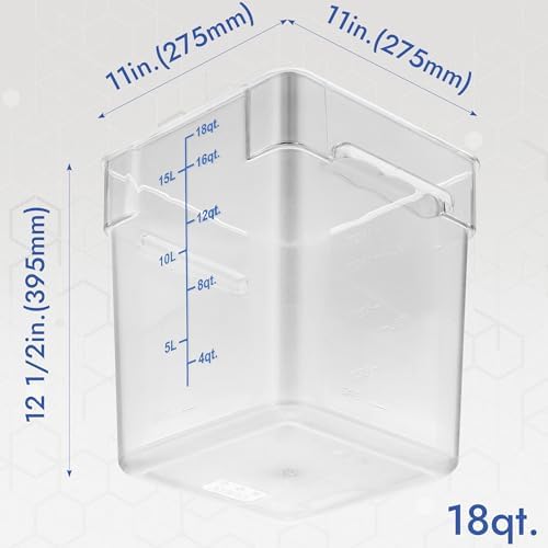 CURTA 4 Pack Food Storage Containers with Blue Lids - NSF Listed Commercial Grade in 18.0 Qt - Square, Clear, Polycarbonate - Image 7
