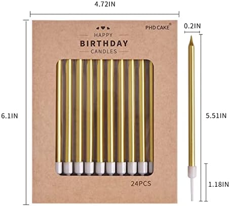 PHD CAKE Gold Long Thin Metallic Birthday Candles, Cake Candles, Birthday Parties, Wedding Decorations, Party Candles, Cake Decorations - Image 4