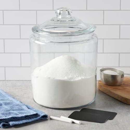 Anchor Hocking Heritage Hill Glass Jar with Lid, 2 Gallon Capacity, with 2 Chalkboard Labels and Chalk - Image 2