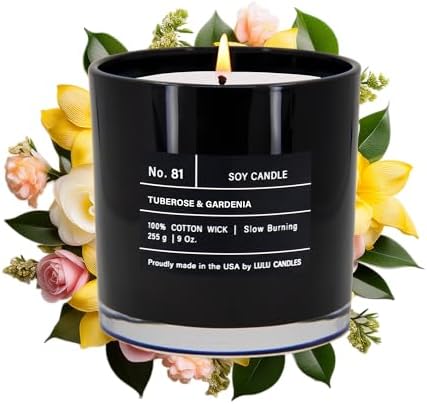 Lulu Candles | Tuberose & Gardenia | Luxury Scented Soy Jar Candle | Hand Poured in The USA | Highly Scented & Long Lasting (9 Oz.) by LULUCANDLES