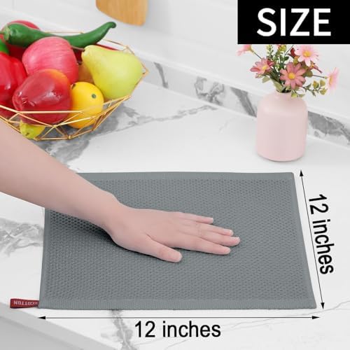 Homaxy 100% Cotton Waffle Weave Kitchen Dish Cloths 24-Pack, Grey - Image 5