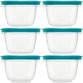 Flex and Seal Turquoise Rubber Maid Food Storage Containers, 2 Cup Food Storage Containers, 12 Piece Set, 6 Containers, 6 Lids by Utensilux