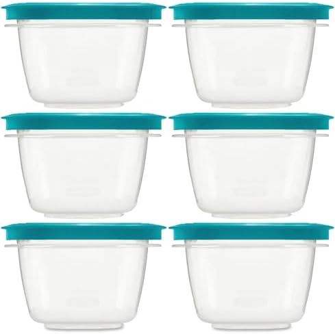 Flex and Seal Turquoise Rubber Maid Food Storage Containers, 2 Cup Food Storage Containers, 12 Piece Set, 6 Containers, 6 Lids by Utensilux
