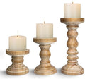 Candle Holder for Pillar Candle Set of 3, Farmhouse Wood Candle Holder, Rustic Wooden Candle Stand, Vintage Tall Candle Stand Decorative for Living Room, Table Centerpiece,Brown by CEDARLUX