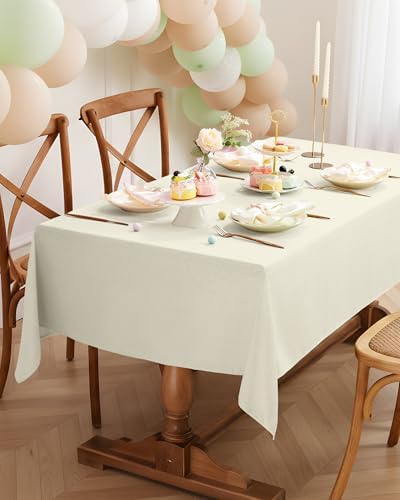 Pureegg Rectangle Linen Tablecloth Waterproof & Stain Resistant, Wrinkle-Free Table Cloth Adds Elegance and Protection, Ideal for Dining, Party, Wedding and Outdoor, 52 x 70 Inch, Cream, Ivory - Image 6