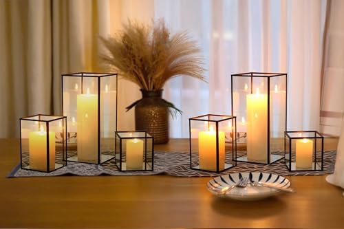 Phosphor 6 PCS Glass Hurricane Candle Holder, Black Glass Candle Holder for Wedding Party Christmas Or Home Decor by PHOSPHOR
