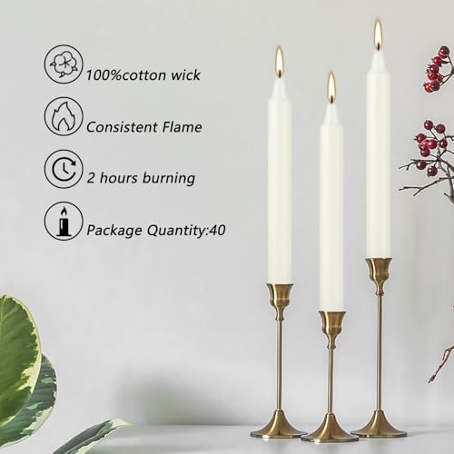 YOROXRG Set of 40 Ivory Candles Mini Unscented Taper Candles for Christmas,Household, Wedding, Rituals, Prayer, Birthdays, Meditation, Altar,Party and Home Décor Candlesticks - 4 Inch Tall - Image 6