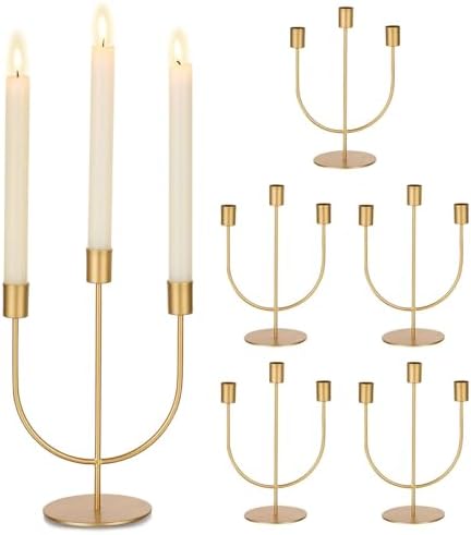 Sziqiqi Gold Candelabra Candle Holders Set of 6, for Wedding Table by SZIQIQI