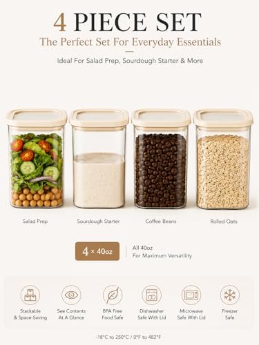 4pcs Square Glass Pantry Storage Containers with Glass Lids 40fl.oz - Image 3