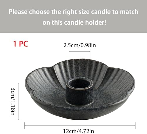 Ceramic Taper Candle Holder, 4.72 in Polished Round Base Tray - Image 6