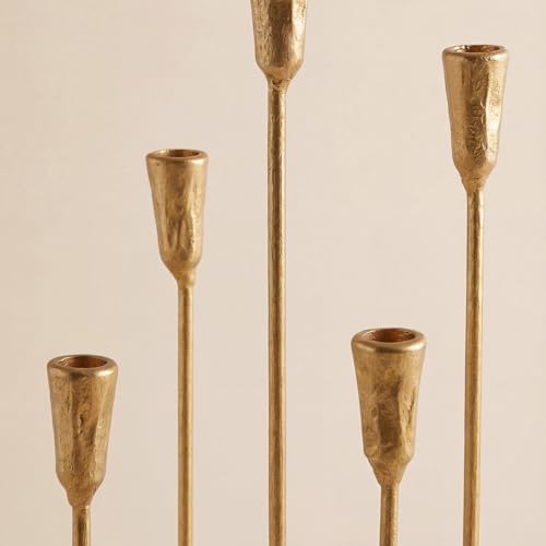 5-Arm Gold Candelabra Candle Holder Detachable Metal Taper Candleholders - Image 5