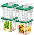 4 pcs 4qt Food Storage Containers with Lid, Square Clear Commercial Food Storage Containers with Handle and Scale for Food Storage in Home Kitchen & Dining (Green) by Unknown