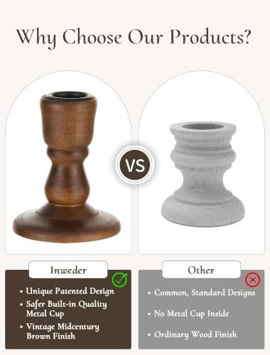 Wooden Candlestick Holders Rustic: Farmhouse Taper Candle Holder - Image 4