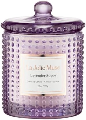LA JOLIE MUSE Lavender Suede Scented Candles for Home, Natural Soy 55 Hrs by LaJol%C3%ADeMuse