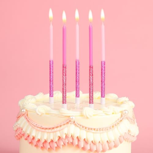 PHD CAKE Pink Glitter Birthday Candles, Cake Candles, Birthday Parties, Wedding Decorations, Party Candles - Image 3