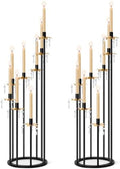 8 Arms Candelabra Candle Holder for Wedding Decorations, 33.8 inches Tall Metal Candlesticks Holder for Table Dinner Party Valentines Day Fireplace Decoration (2, Black&Gold Set) by KOLNLALA