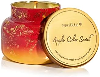 Capri Blue Scented Candles - Glimmer Collection - Ombre Glass Candle Holder - Luxury Apple Candles for Women & Men - Signature Jar in Cranberry Red and Gold (Apple Cider Social, 19 oz) by Unknown