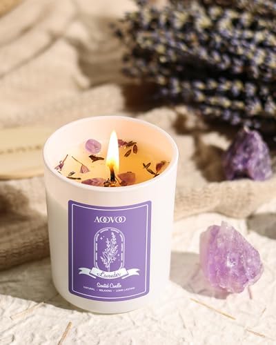 AOOVOO Lavender Candles Set for Women - 4 Pack Candles for Home Scented, Aromatherapy Candle with Crystals Inside, 20 oz 160 Hour Long Lasting, Birthday Gifts Mothers Day Candle for Women Mom - Image 5