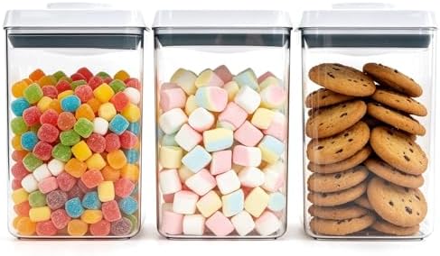 Pop Push Button Airtight Food Storage Containers 3 Pack (1.8Qt) by MiraFureBrand