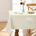 Pureegg Rectangle Linen Tablecloth Waterproof & Stain Resistant, Wrinkle-Free Table Cloth Adds Elegance and Protection, Ideal for Dining, Party, Wedding and Outdoor, 52 x 70 Inch, Cream, Ivory by Pureegg