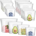 Reusable Storage Bag, 12 Pack 100% Silicone Food Storage Bags Stand Up Zip Lock Bags for Food, Freezer Microwave Oven Dishwasher Safe, 3 Extra Large(0.8 Gallon) 3 Medium 3 Small 3 X-Small, Translucent by Annaklin