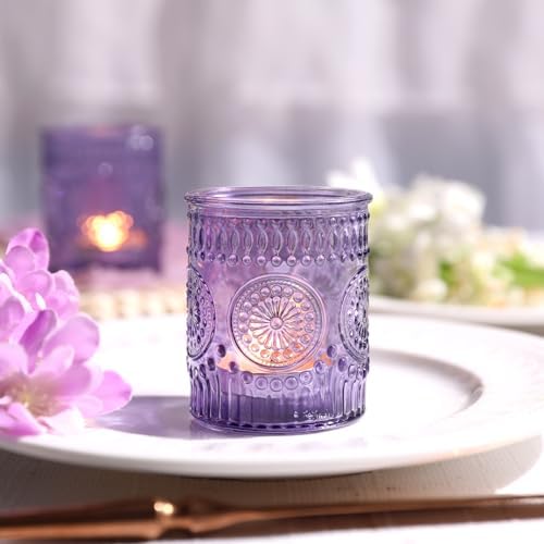 24 Pcs Purple Votive Candle Holders for Wedding Table Centerpieces, - Image 3