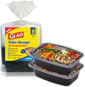 Glad Take-Aways 30-Pack Snap-Seal, Dishwasher and Freezer Safe, Reusable Food Storage Bento Box, Meal Prep Containers, Made in North America (38 oz, BPA Free) by GladTrashFoodStorage