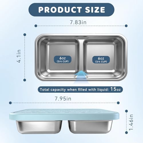 15 oz Snack Containers for Kids, Stainless Steel Lunch Box 3 Pack - Image 4