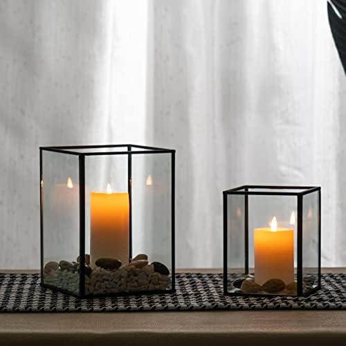 yshengood Hurricane Candle Holder Set of 2 Pcs, Black Candle Holder for Pillar Candle by yshengood