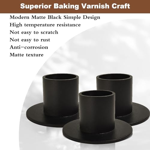 GUTE Taper Candle Holder Matte Black Iron Candlestick Home Decor 4Pcs - Image 3