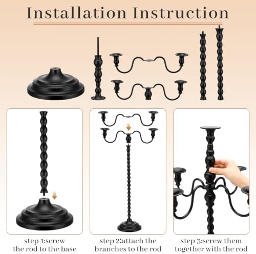 1 Pcs 36 Inch Black Candelabra Halloween Decorations, Retro - Image 5