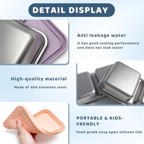 15 oz Snack Containers for Kids, Stainless Steel Lunch Box 3 Pack - Image 5