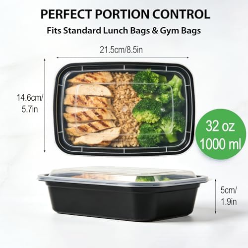 KUMD 20-Pack (40 Pieces) 32 oz Meal Prep Containers Reusable with Lids - Image 4