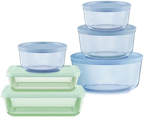 Pyrex Colors Tinted 12-Piece Small/Medium/Large Food Storage Container Set by Pyrex