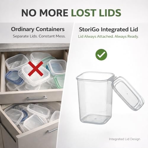 10 Pack 39 oz Small Food Storage Containers with Attached Lids - Image 2