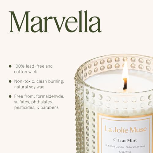 LA JOLIE MUSE Citrus Mint Scented Candles for Home, Natural Soy Wax, 55 Hrs - Image 6
